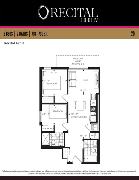 A floor plan for the Recital Act II apartment.
